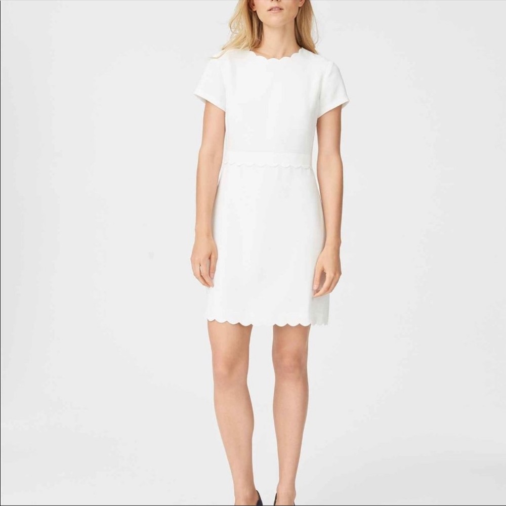Club Monaco White Scalloped Mini Dress